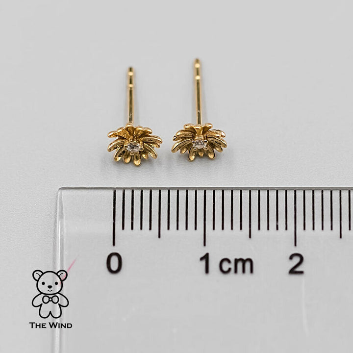 Small Diamond Marguerites Flower Stud Earrings-4