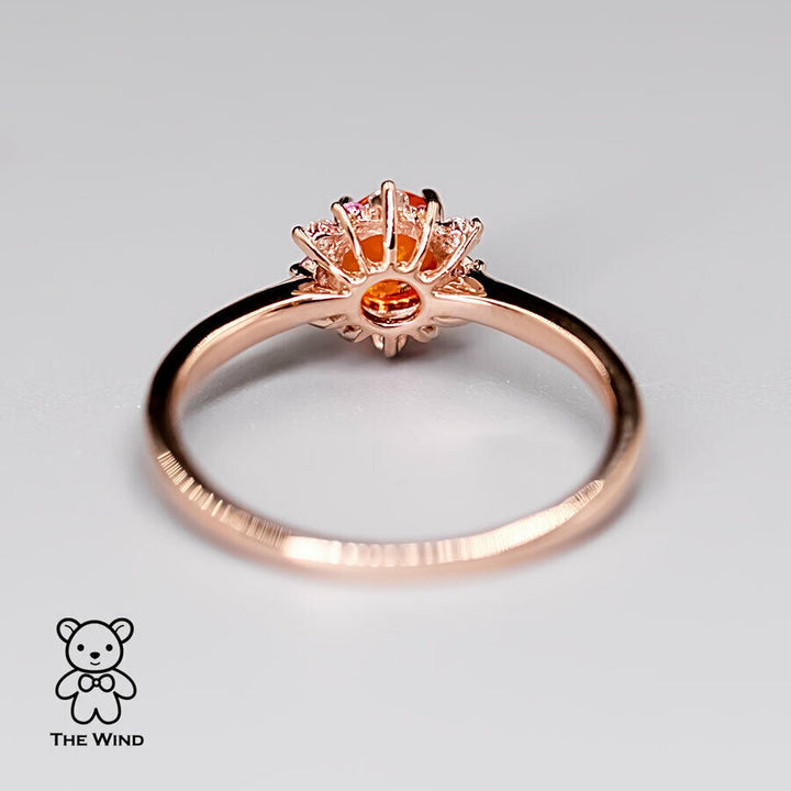 Snowflake Design Mexican Fire Opal Diamond and Pink Sapphire Ring-6