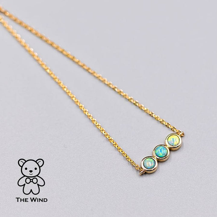 Minimalist Three Stone Solid Opal Bracelet 