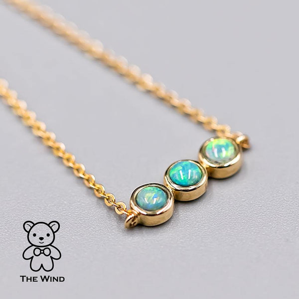 Minimalist Three Stone Solid Opal Bracelet 