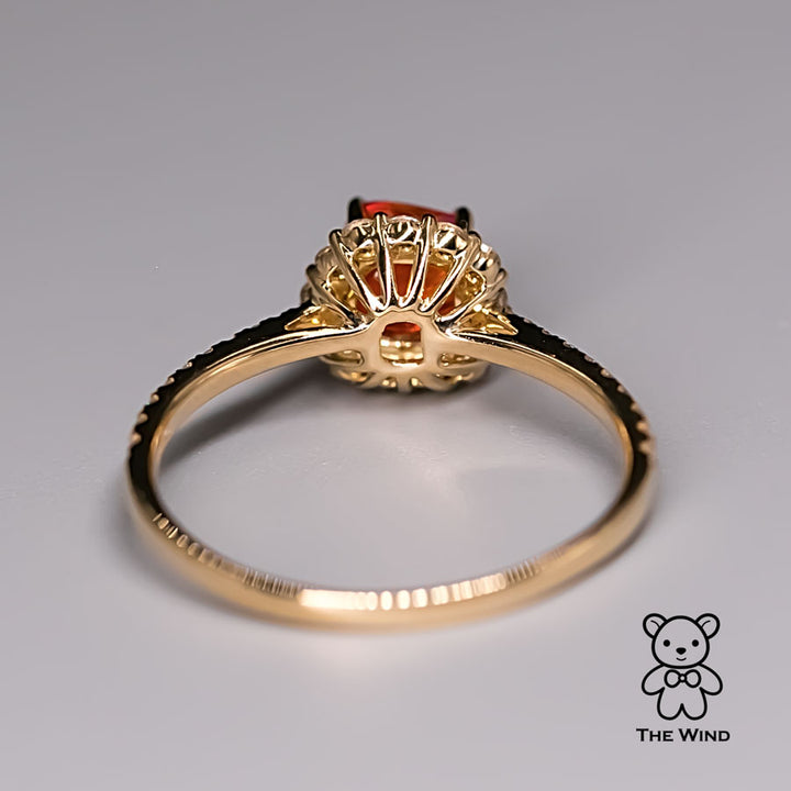 Candy Cube Fire Opal Halo Diamond Engagement Ring-6