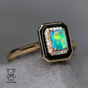 Opal Agate Diamond Engagement Ring