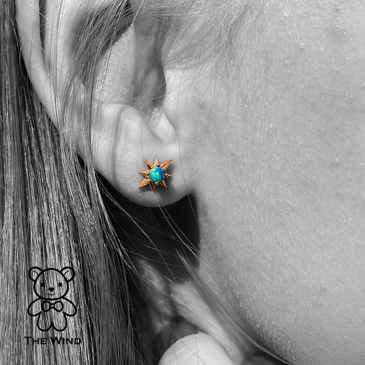 Starry Design Australian Solid Opal Stud Earrings-3