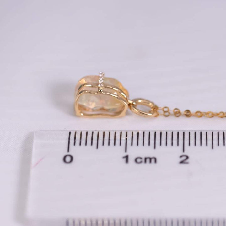 Stunning Fire Opal Diamond Necklace