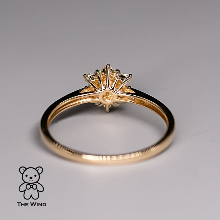 Stylish Snowflake Australian Solid Opal & Halo Diamond Engagement Ring-4