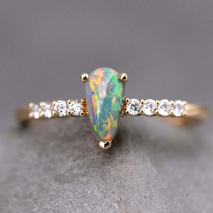 Stylish Black Opal Diamond Engagement Ring