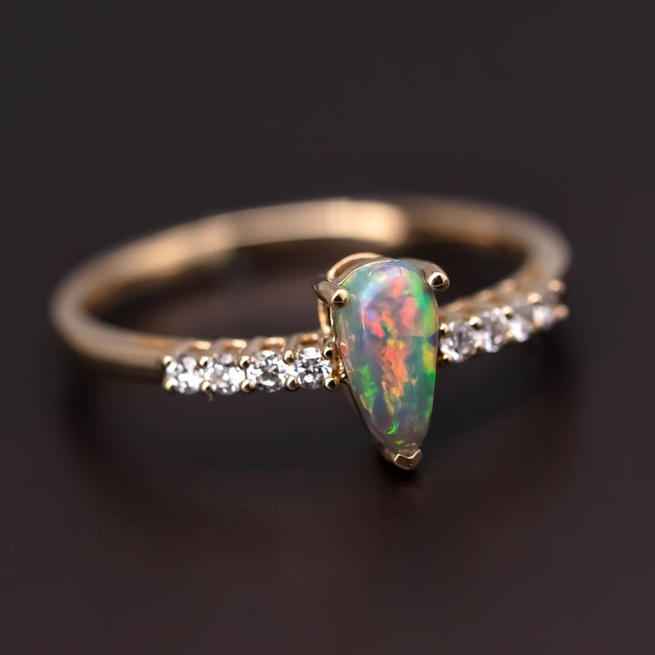 Stylish Black Opal Diamond Engagement Ring