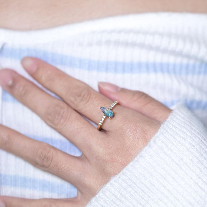 Stylish Black Opal Diamond Engagement Ring