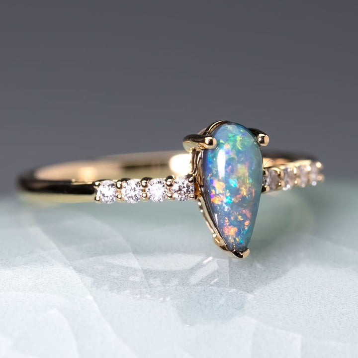 Stylish Black Opal Diamond Engagement Ring