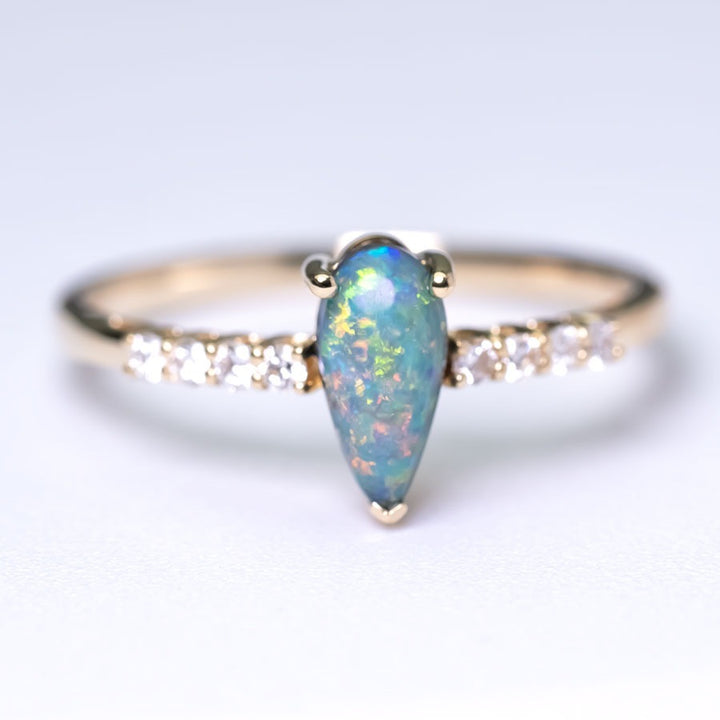 Stylish Black Opal Diamond Engagement Ring