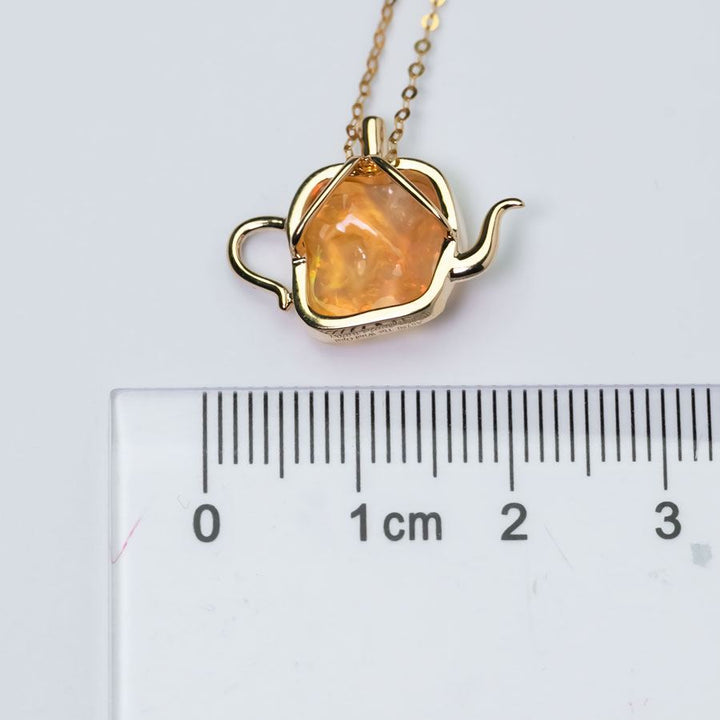 Teapot Fire Opal Diamond Pendant