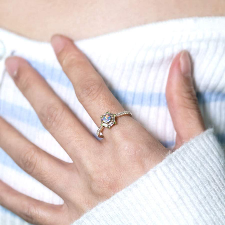 The One - Black Opal, Baguette Cut Diamond Engagement Ring