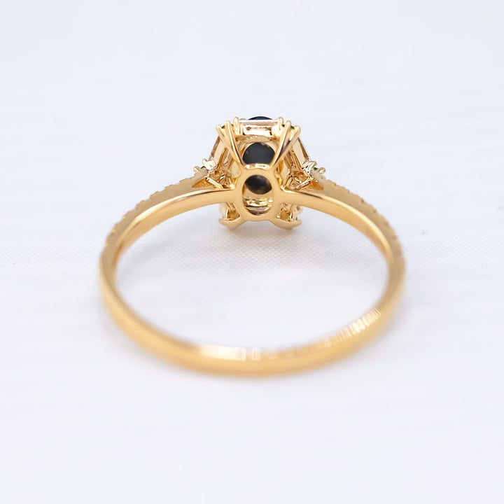The One - Black Opal, Baguette Cut Diamond Engagement Ring