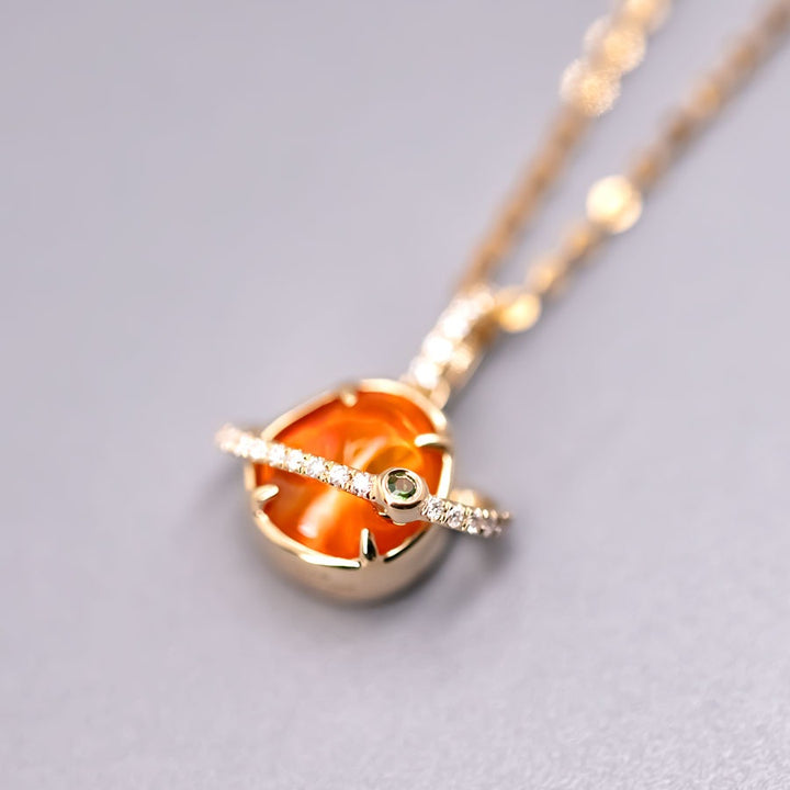 The Saturn - Opal & Diamond Tsavorite Necklace