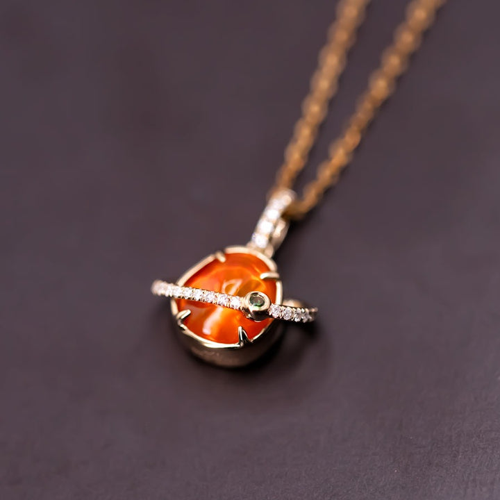 The Saturn - Opal & Diamond Tsavorite Necklace