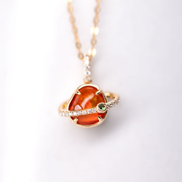 The Saturn - Opal & Diamond Tsavorite Necklace