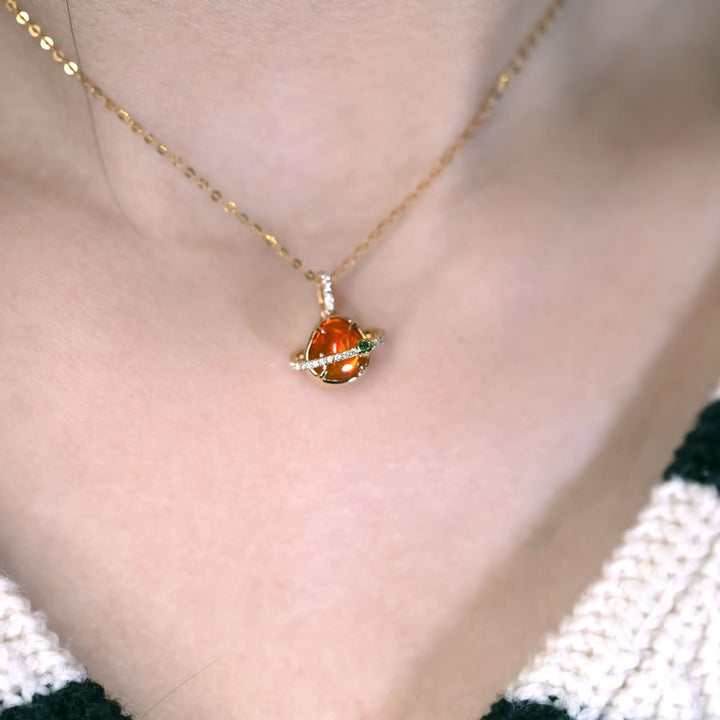 The Saturn - Opal & Diamond Tsavorite Necklace