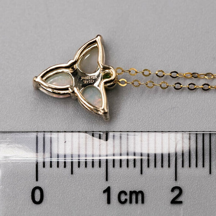Three Leaves Lucky Pendant Australian Solid Opal & Tsavorite Necklace-3