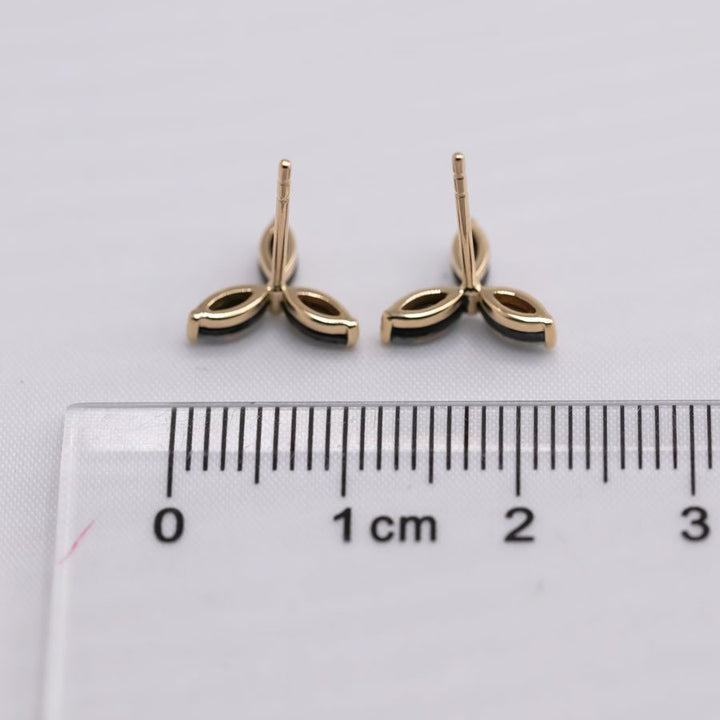 Three Stone Marquise Doublet Opal Stud Earrings