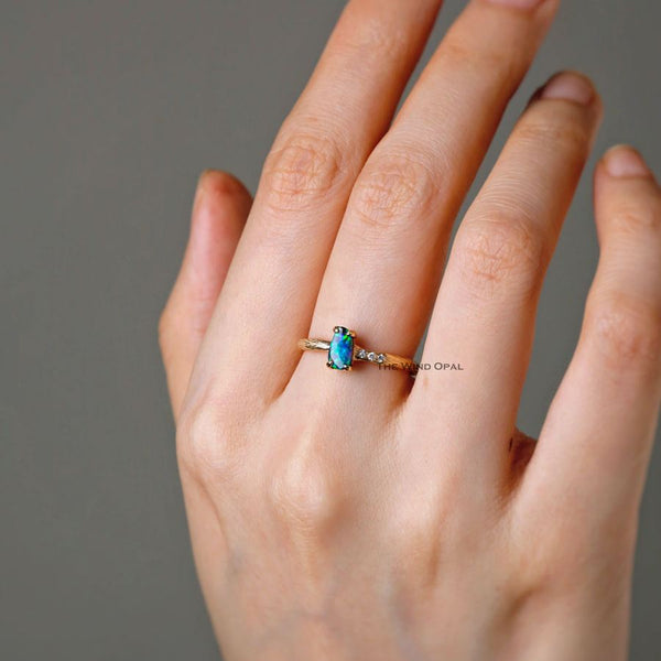 Tree Branch Boulder Opal Diamond Engagement Ring