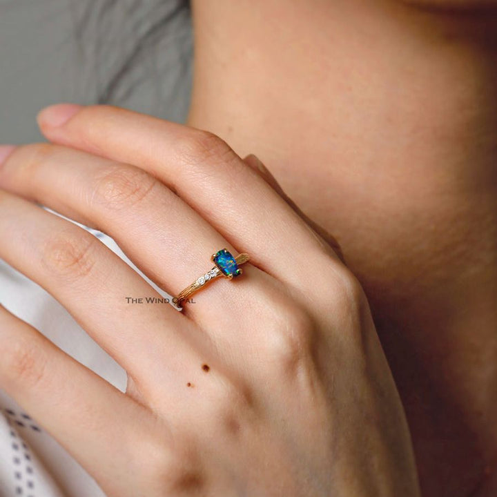 Tree Branch Boulder Opal Diamond Engagement Ring