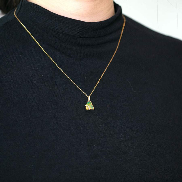 Triangle Fire Opal Gold Necklace