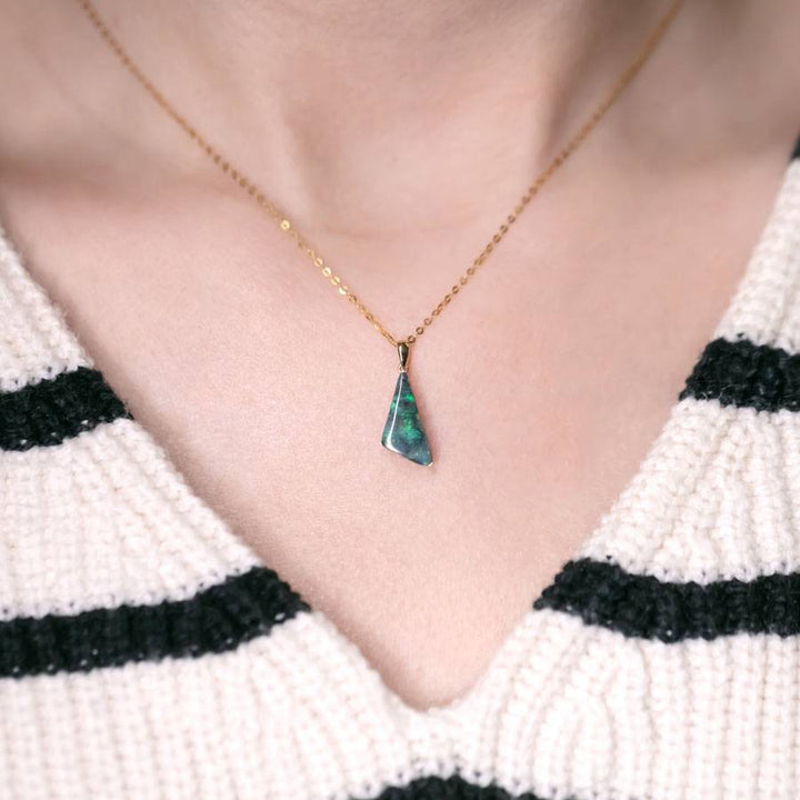 Triangle Shaped Boulder Opal Necklace