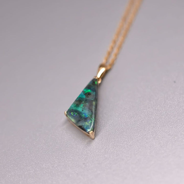 Triangle Shaped Boulder Opal Necklace