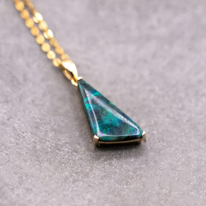 Triangle Shaped Boulder Opal Necklace