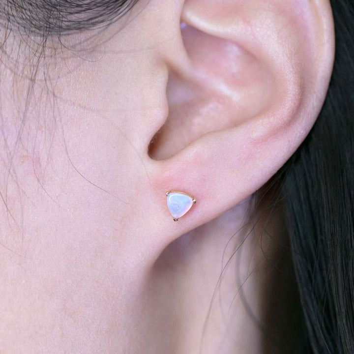 Trilliant Shaped Australian Opal Stud Earrings