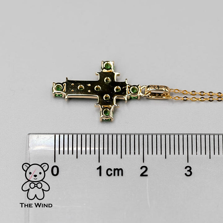 Tsavorite Garnet and Diamond Cross Pendant Necklace-5