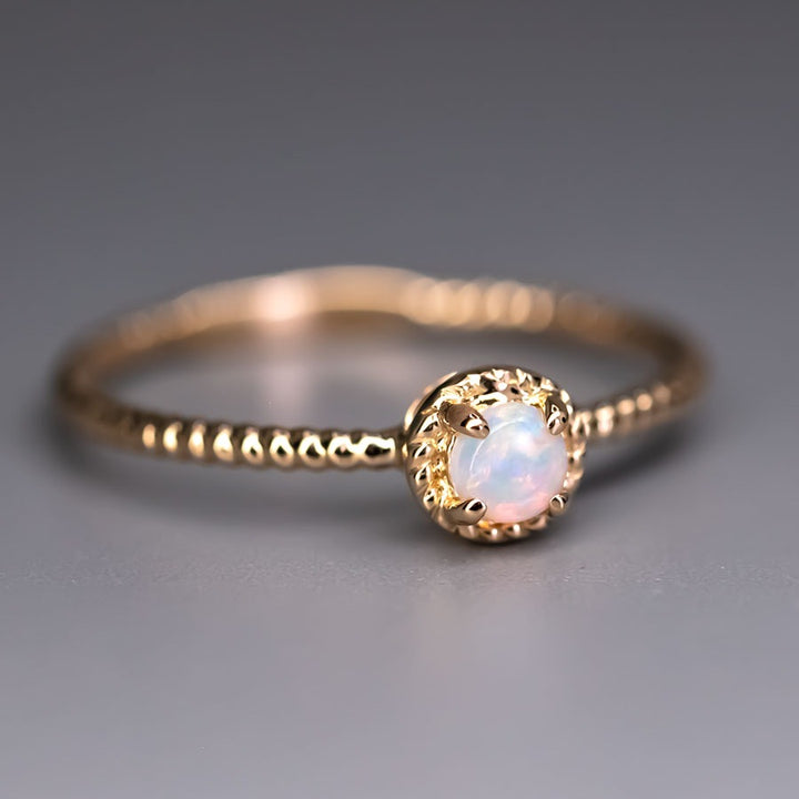 Twisted Band Round Opal Ring