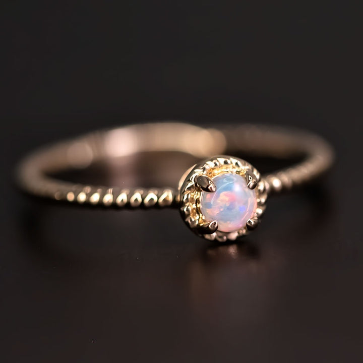 Twisted Band Round Opal Ring