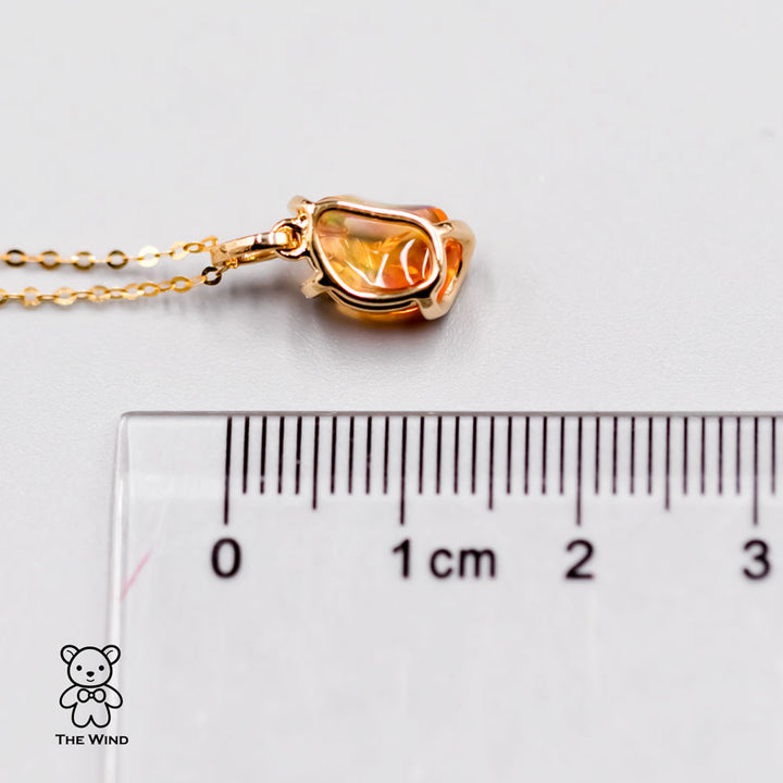 Unique Two-Tone Mexican Fire Opal Diamond Pendant Necklace-3