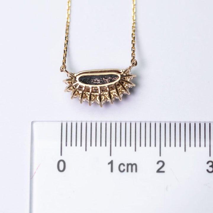 Unique Pattern Boulder Opal Halo Diamond Necklace