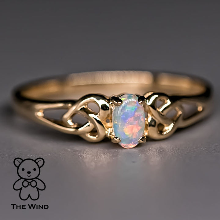 Vintage Inspired Australian Solid Opal Engagement Wedding Ring-1