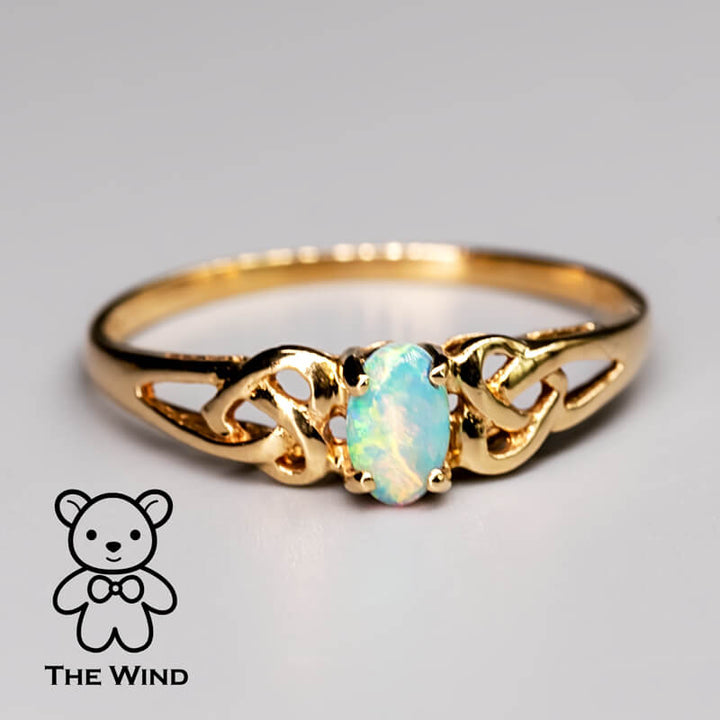Vintage Inspired Australian Solid Opal Engagement Wedding Ring-2