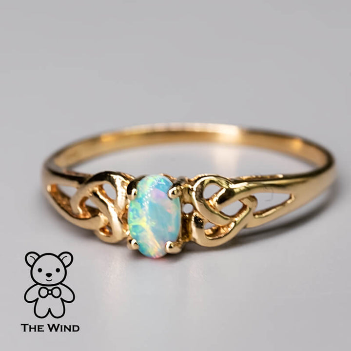 Vintage Inspired Australian Solid Opal Engagement Wedding Ring-3