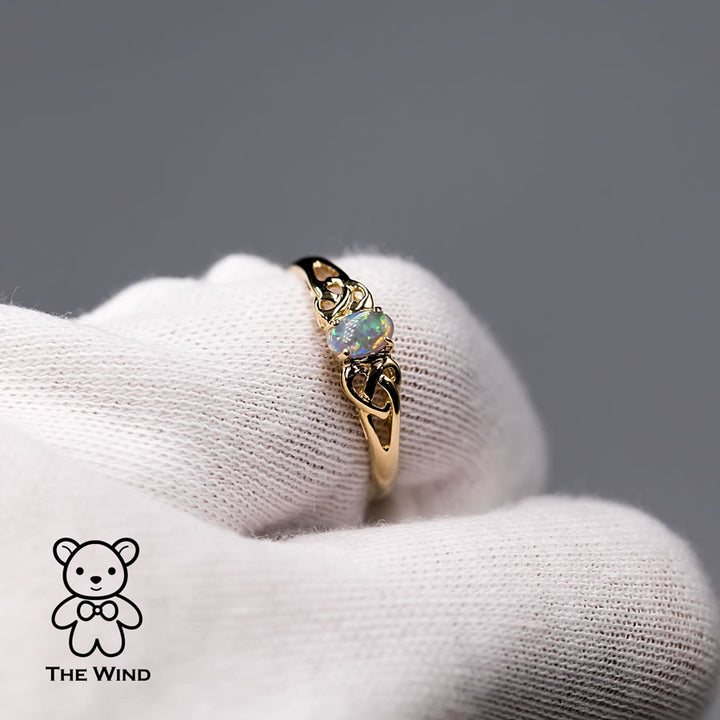 Vintage Inspired Australian Solid Opal Engagement Wedding Ring-6