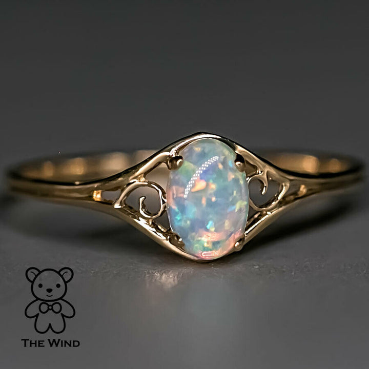 Vintage Inspired Oval Australian Solid Opal Ring-1