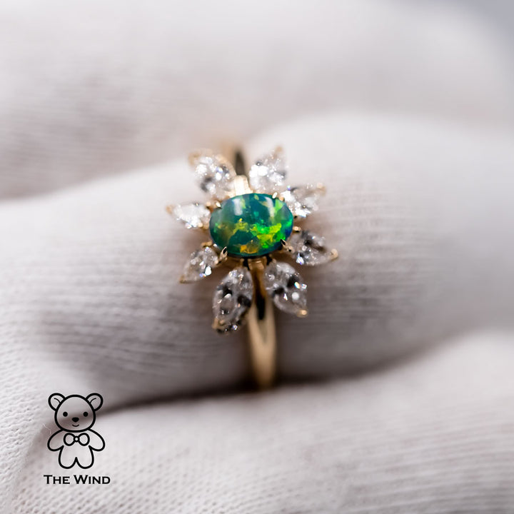 Vivid Black Opal Marquise Diamond Engagement Ring-6