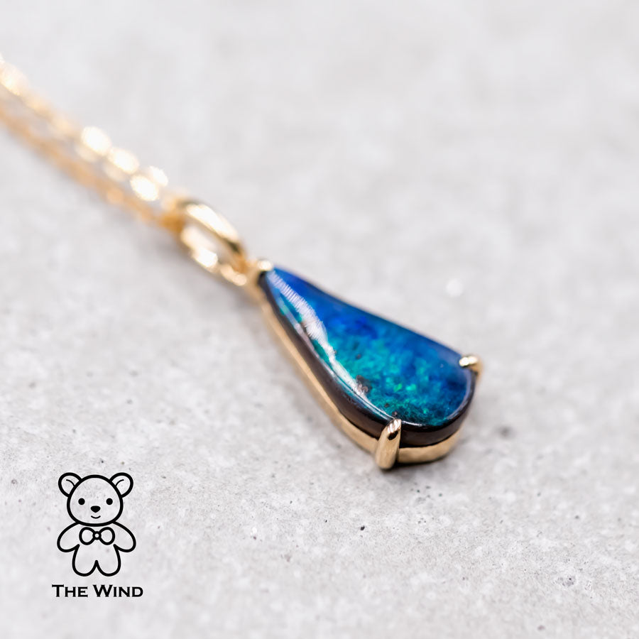 Blue Boulder Opal Necklace