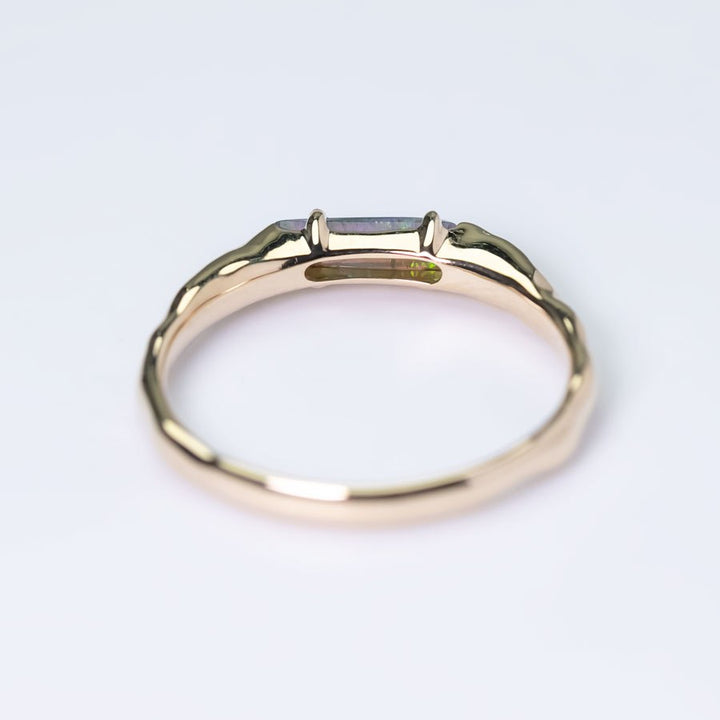 Yellow Gold Band with Australian Black Opal