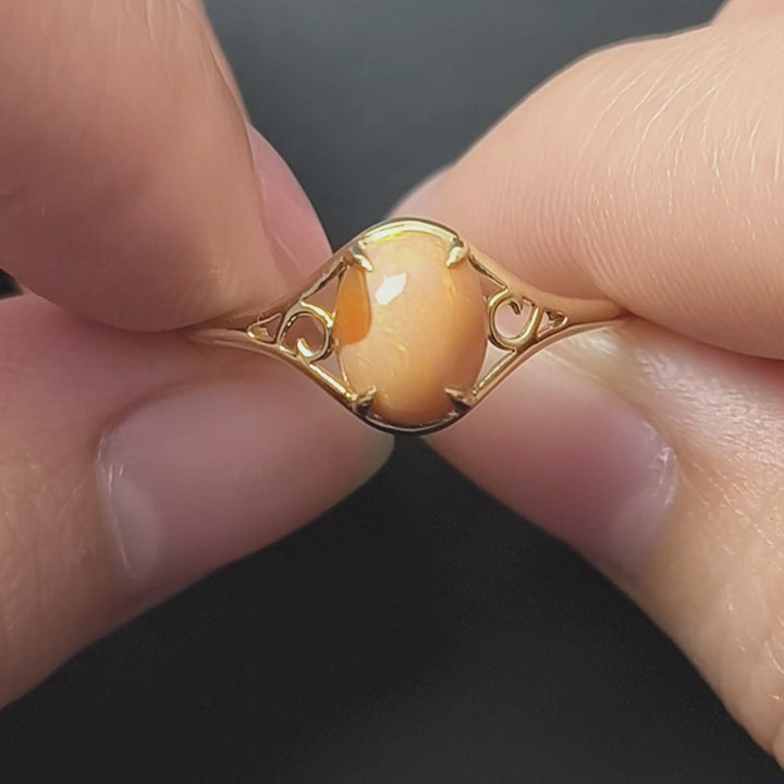 Vintage Inspired Fire Opal Engagement Ring