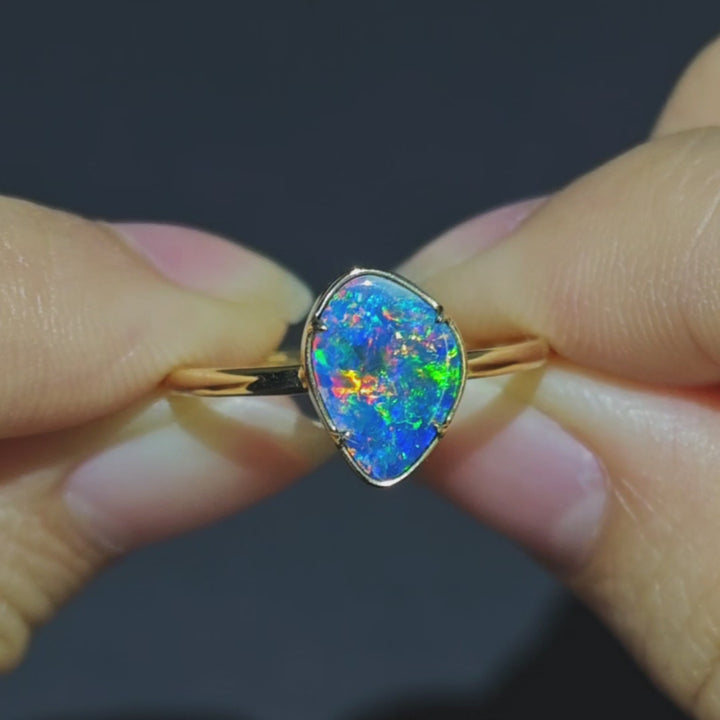 Australian Doublet Opal Engagement Ring 14K