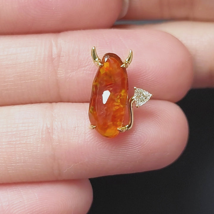 Red Devil - Fire Opal Diamond Necklace