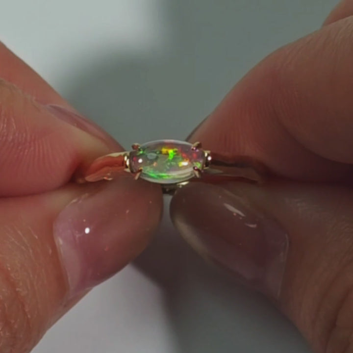 Minimalist Mexican Fire Opal Engagement Ring