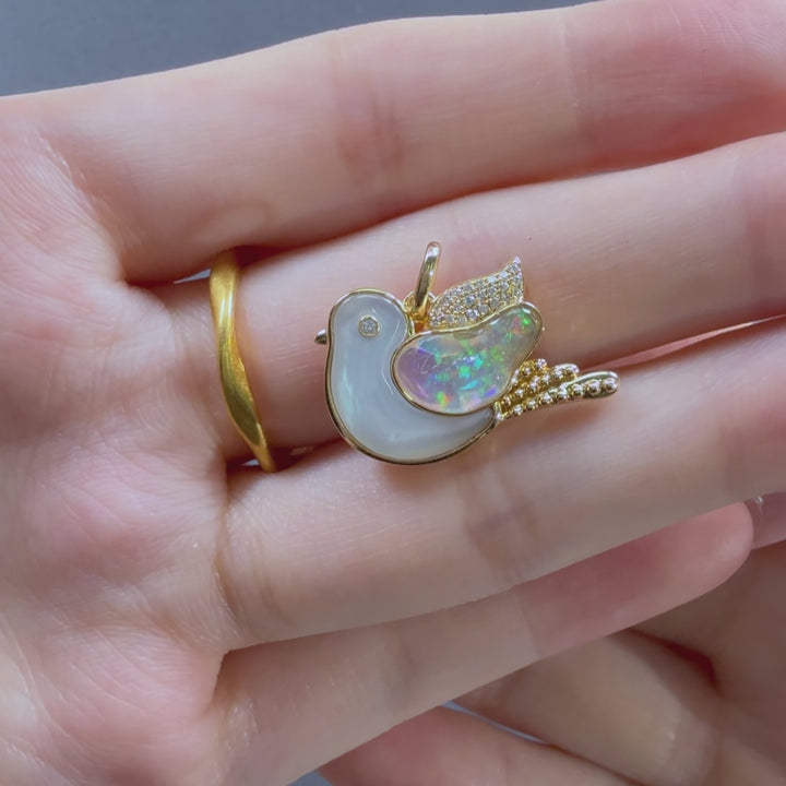 The Fat Pigeon - Fire Opal Diamond Pendant