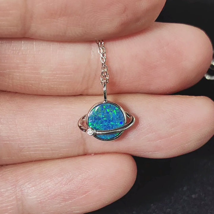 Earth Moon Design Doublet Opal & Diamond