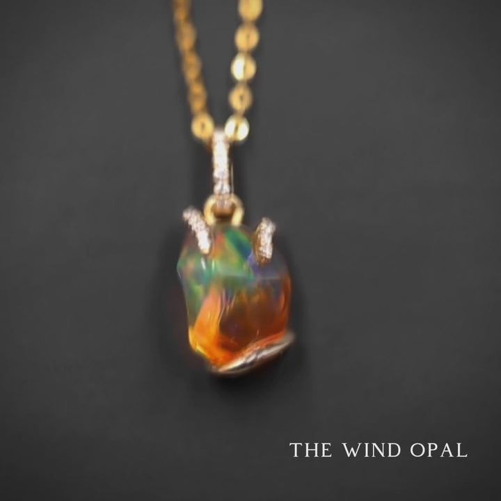 Fire Opal Diamond Pendant